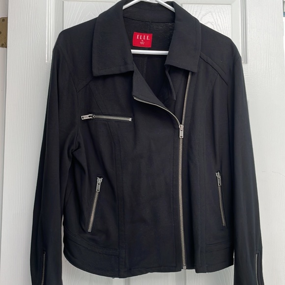 Elle Moto jacket bikercore black zippers long sleeves womens adult size … - Picture 9 of 12
